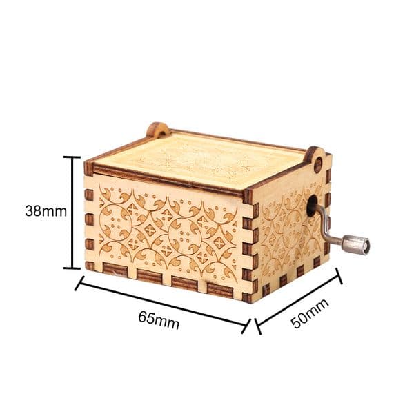 Happy Birthday Musical Ornaments Antique Wooden Engraved Hand Cranked Music Box
