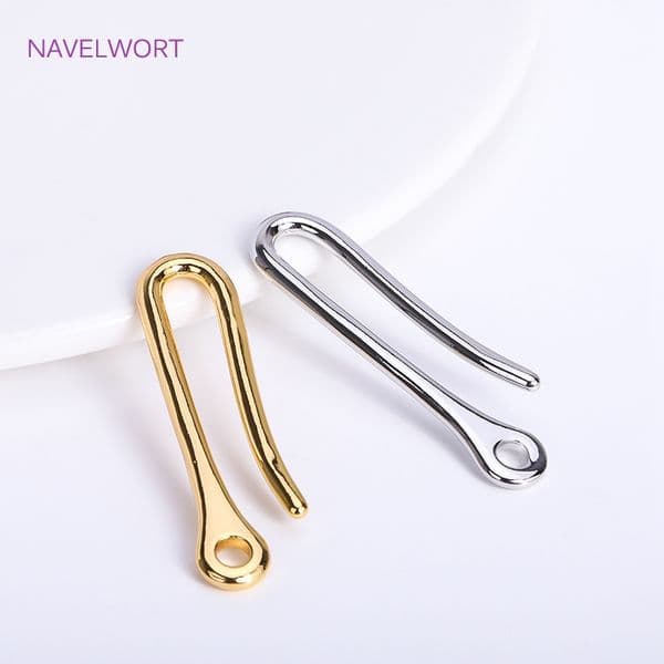 18K Gold Plated U End Beads Clasps Hooks Connectors High Quality Brass Smooth Hooks Connector DIY Necklace Making Fittings