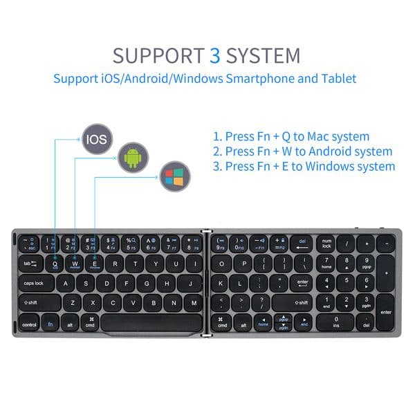 Foldable Tablet Keyboard with Number Pad Portable Keyboard Lightweight Bluetooth Keypad for Universal Tablet Phone for Ipad