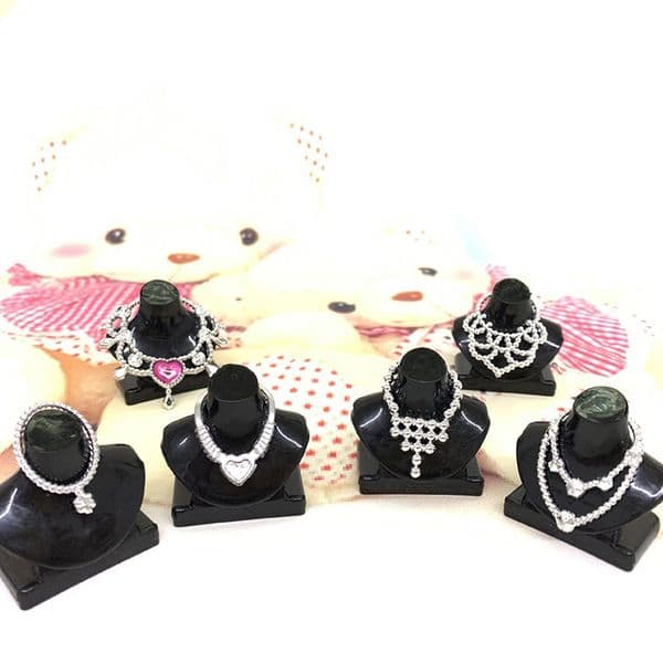 5Pcs Dollhouse Miniature Black Necklace Bracket Jewelry Display Holder Support Model Stand