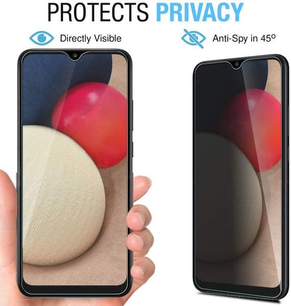 2 PACK Privacy Filter Tempered Glass Film AntiSpy Shield Screen Protector for Samsung Galaxy A03S/A02/ A02S / A12 / A12 Nacho