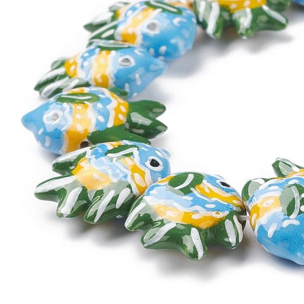 20pcs Handmade Ceramic Porcelain Beads Colorful Tropical Fish Loose Spacer Beads Charms For Jewelry Making Necklace DIY Supplies