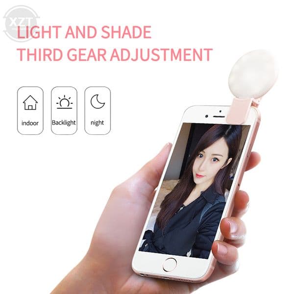 Mini Selfie Ring Light LED Flash Phone Lens Light USB Rechargeable Clip Mobile Phone Fill Three Stop Dimming Lamp Selfie Lights