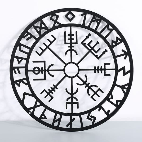 Nordic Viking Odin Symbol Metal Sign Hollow Black CutOut Plaque Dining Room Shop House Hanging Wall Art Decoration