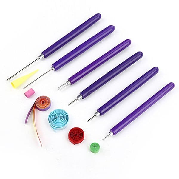 Paper Quilling Tools Slotted Kit Handmade Rolling Curling Quilling Needle Pen for Art Crafting DIY Cardmaking Project 6pcs
