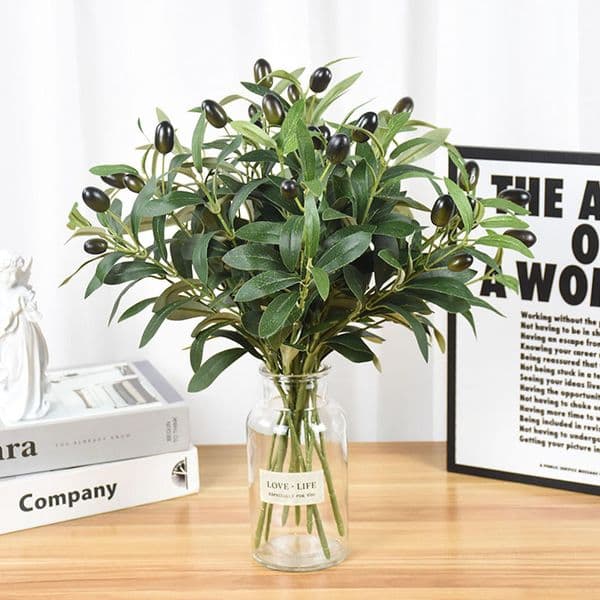 1PC Artificial Olive Tree Branches Olive Fruit Fake Plants Silk Green Leaves Bouquet For Wedding Home Decor Christmas Decoration
