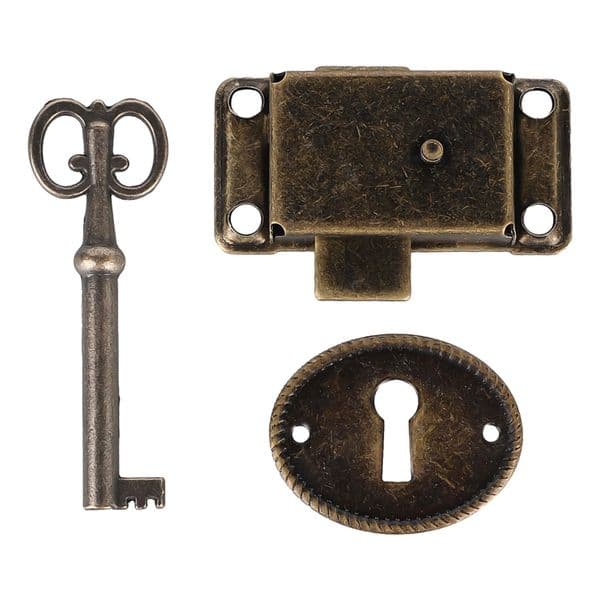 Durable Cabinet Door Lock With Keys 2 Sets Antique Closet For Drawer Furniture Hardware Jewelry Box Replacement