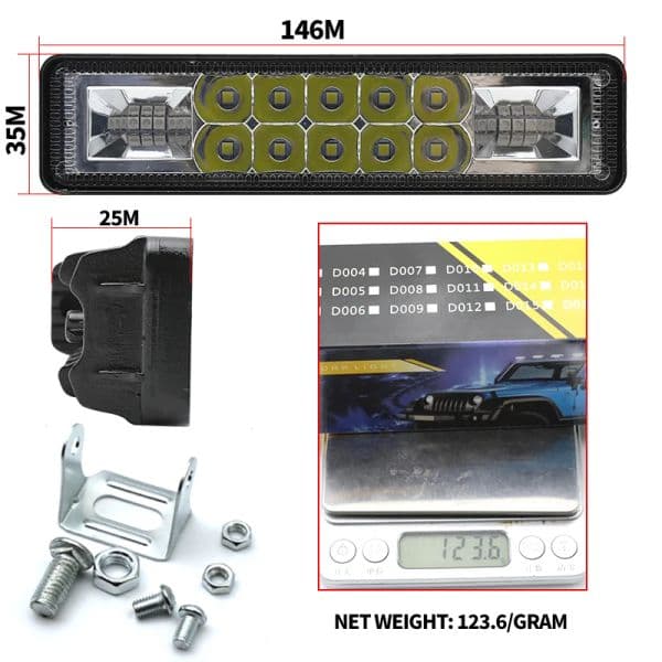 DC12-24V 48W LED Work Light Bar Aluminum Housing Fog light for Offroad 4x4 ATV SUV Motorcycle Truck Trailer Amber Blue Red