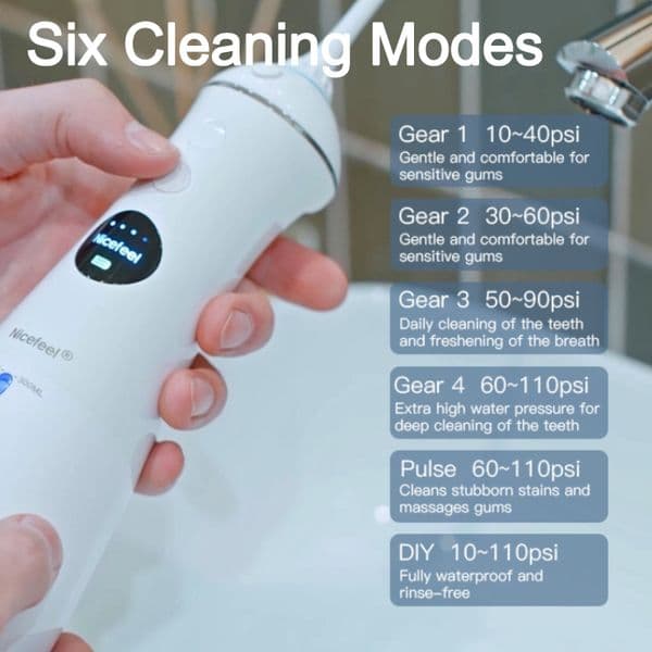 Oral Irrigator Dental Water Flosser LED Display Screen Waterproof Portable Dental Water Jet Floss 300ML 6 Modes Tooth Shower f2600