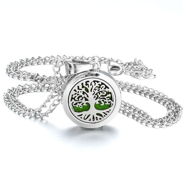 Hot Aroma locket Necklace Tree of Life Aromatherapy Essential Oil Diffuser Perfume Locket Pendant Women Jewelry Gift b4323