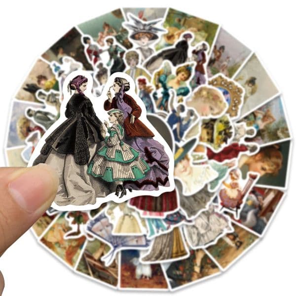 52PCS Victorian Vintage Lady Sticker Aesthetic Decal for Laptop Scrapbooking Motorcycle Skateboard Luggage Retro Toy Stickers
