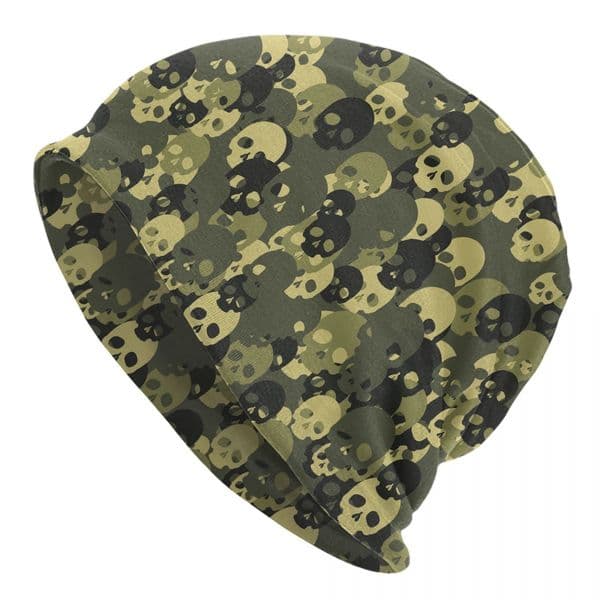 Unisex Casual Hat Green Skull Camouflage Cap Winter Warm Beanies Adult Hip Hop Bonnet Hat