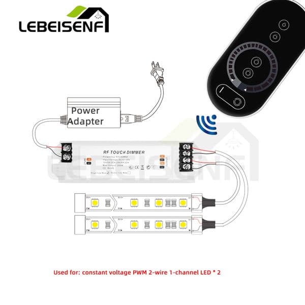 DC 12V 24V 12A LED PWM Low Voltage 2 Way Single Color Dimmer Rubber Shell RF Full Touch Remote String Lights Strip Controller ea863