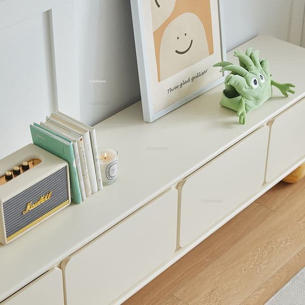 Cream Solid Wood Stands Nordic Living Room Furniture Simple Light Household TV Small Apartment Storage Cabinet
