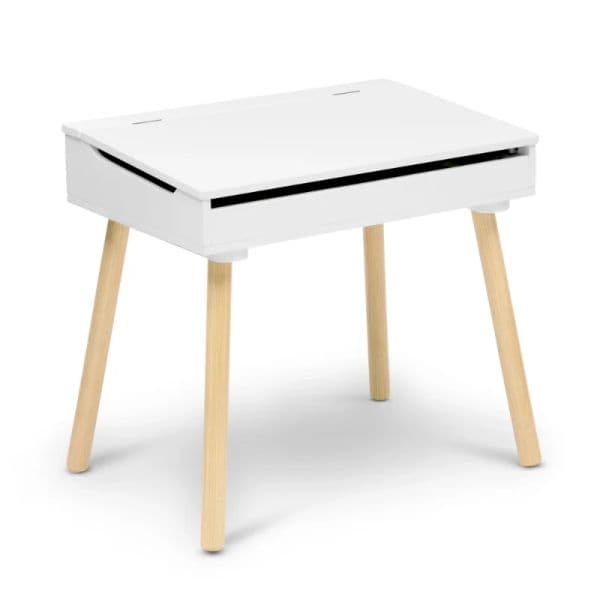 LISM Delta Children Ollie Lift-Top Desk and Chair for Toddlers & Up - Greenguard Gold Certified, Bianca White/Natural kid table