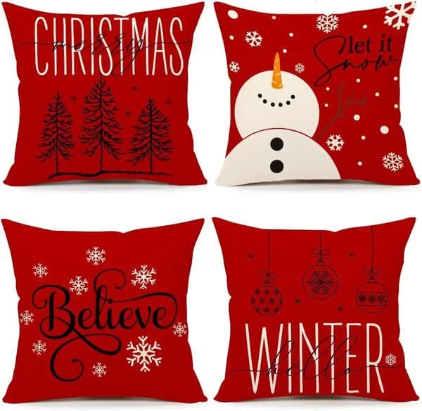 Red Christmas Pillowcase Farm Decoration Winter Holiday Cushion Cover Suitable for Family Sofa 241111