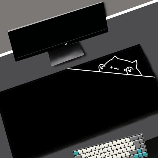 Black Large Mousepad Cat Kawaii Deskmat Cute Gamer Carpet Japan Anime Mouse Pad Personalized Office Mouse Mat Gaming Accessories