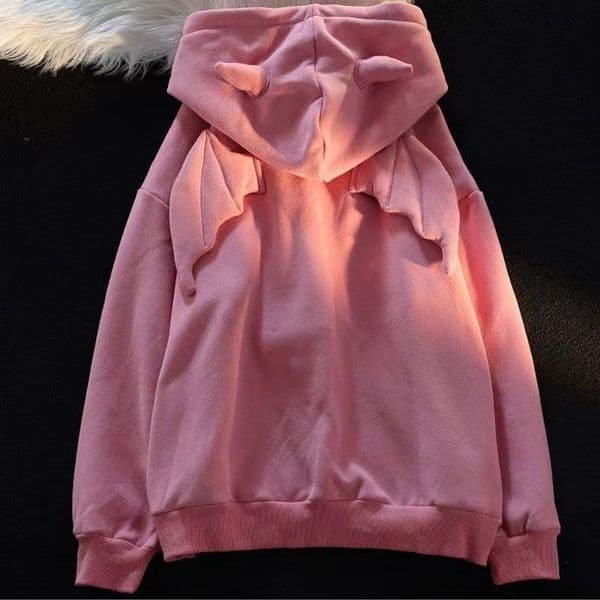 Spring and autumn new solid color sweater devil angel wings men hooded gothic style ins tide loose solid color couple tops