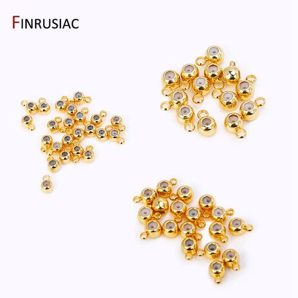 3/4/5mm 18K Gold Plated "Smart" Bead With Silicone Insert For DIY Chain Positioning Bead With Loop Jewelry Making Supplies