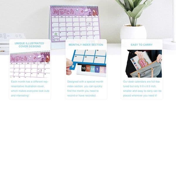 2024 Desk Calendar Desk 2024 Planner Calendar Monthly Simple Decorative Memos Multifunctional Cardboard Calendar Ornaments For