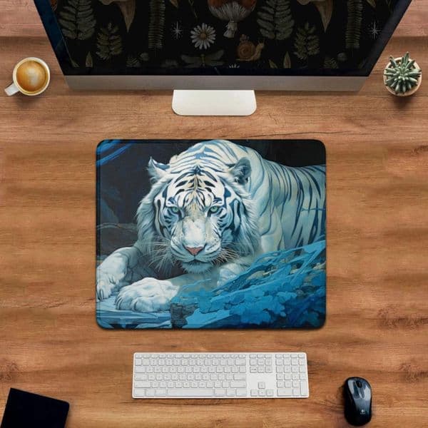 White Tiger AI Art Mouse Pad Small Mouse Rug Big Long MousePad XXL 900x400 800x300 700x300 600x300 Soft Desk Mat Keybaord Mat