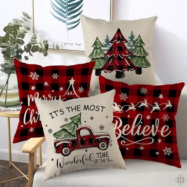 Merry Christmas Cushion Cover Xmas Tree Cartoon Throw Pillowcase Home Decor Ornament Year Accessories 241111