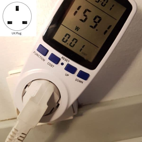 AC Digital LCD Power Meter Power Meter Power Kwh Electric Energy Meter Measuring Socket Power Analyzer UK Plug
