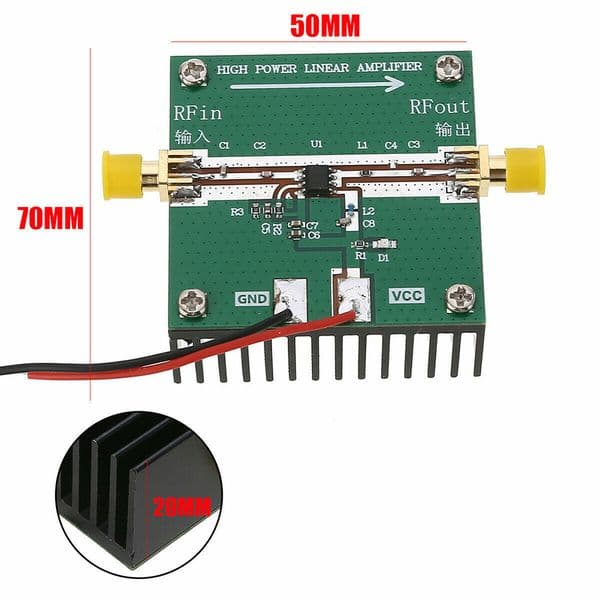 RF2126 400M-2700MHZ RF Power Amplifier 2.4GHZ 1W 12DB 2450MHz Gain For Bluetooths Ham Radio Amplifier With Heat Sink