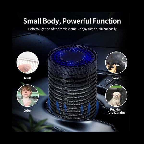 Car Air Purifier, Air Purifier for Car with H13 True HEPA Filter for Smoke, Dust, Mini Portable Air Purifier Black