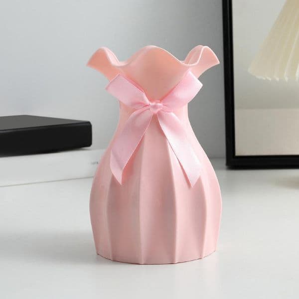 with Unbreakable Plastic Flower Modern Wavy Opening Pink Bowknot Desktop Plant Vase Home