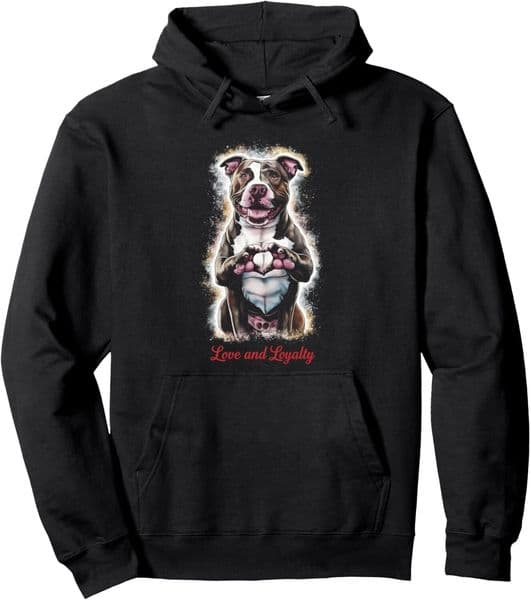 Hoodie for Mens Womens Pitbull Dog Love Heart Paws Animal Lover Gift Graphic Tees Pullover Hoodie Graphic Hoodies sweatshirt