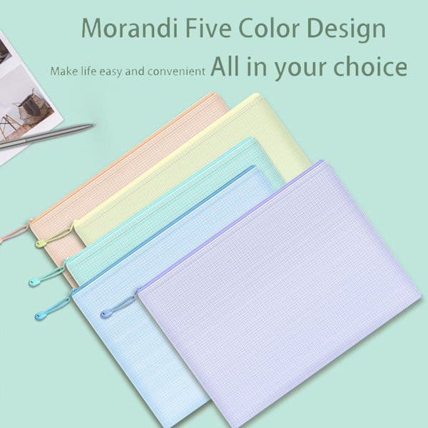 1pcs Mesh Zipper Pouch Document Bag Waterproof Zip File Folders A4 School Office Supplies Pencil Case Storage Bags