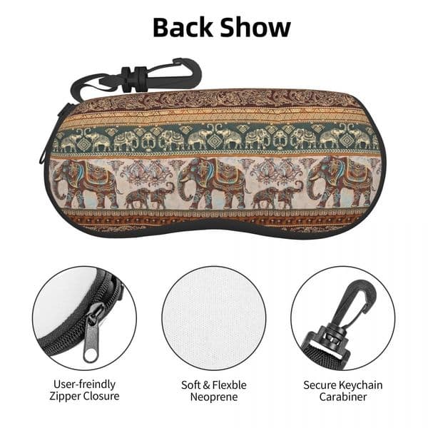Unisex Glasses Bag Protective Case Hippie Elephant Ethnic Pattern Portable Sunglasses Box Reading Eyeglasses Box
