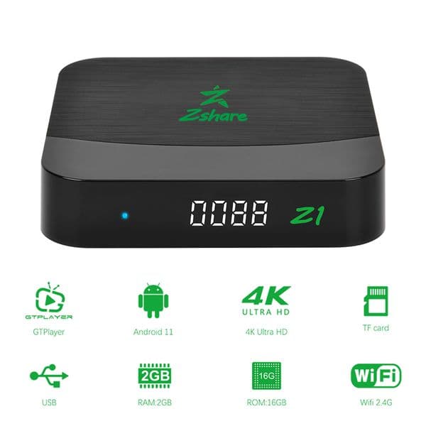 2023 GTmedia Zshare Z1 Amlogic S905W2 Android 11.0 TV BOX 2G/16G Built-in 2.4G WiFi 4K H.265 HEVC Set Top Box Android Box 4061b