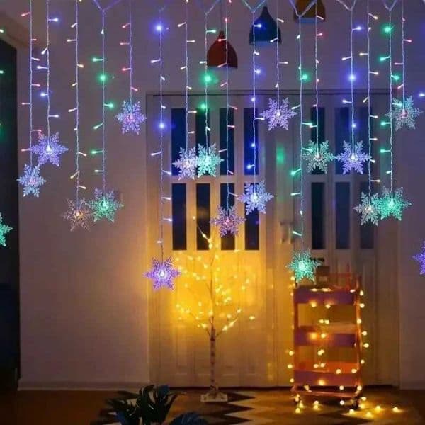 Indoor and Outdoor Christmas Snowflake LED String Lights Fairy Lights Curtain Lights Festoon Holiday Party New Year DecorationLX241112