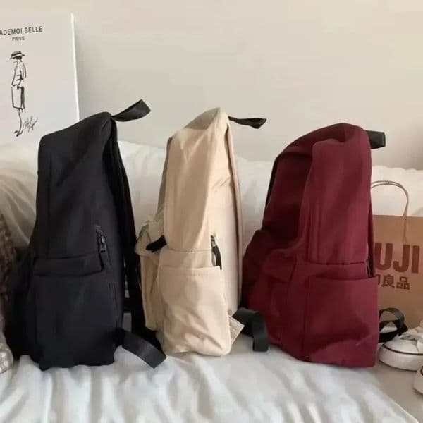 Mens solid black large capacity backpack fashionable Harajuku casual zipper waterproof bag student Japanese style Mochila 241111
