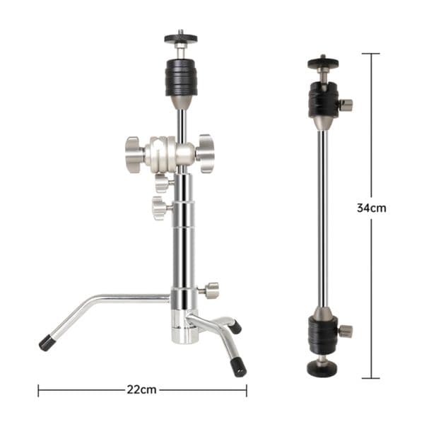 Andoer 20.8in Desk Tripod Mini C-Stand Phone Tripod Stand Aluminum Alloy 10kg Payload Desktop Tripod for Live Stream/Recording