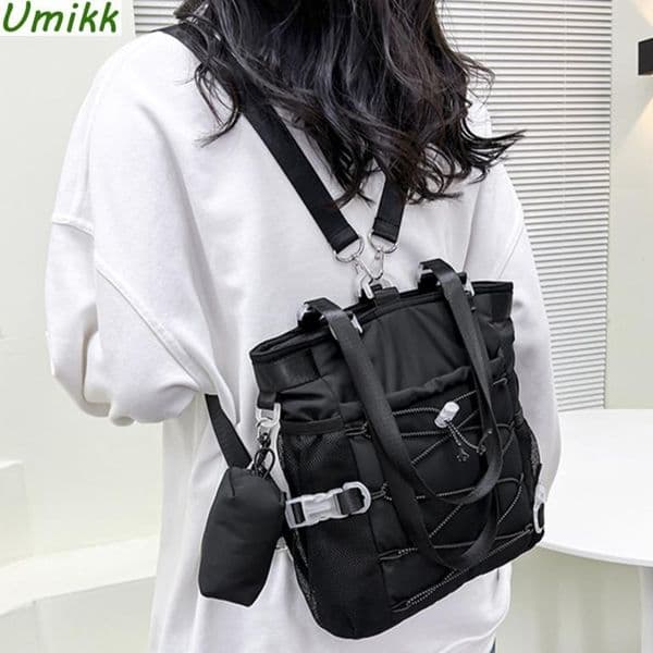 Drawstring Travel Backpack Unisex Ajustable Straps Shoulder Bag Large Capacity Shopper Handbag High Quality Solid Crossbody Bags