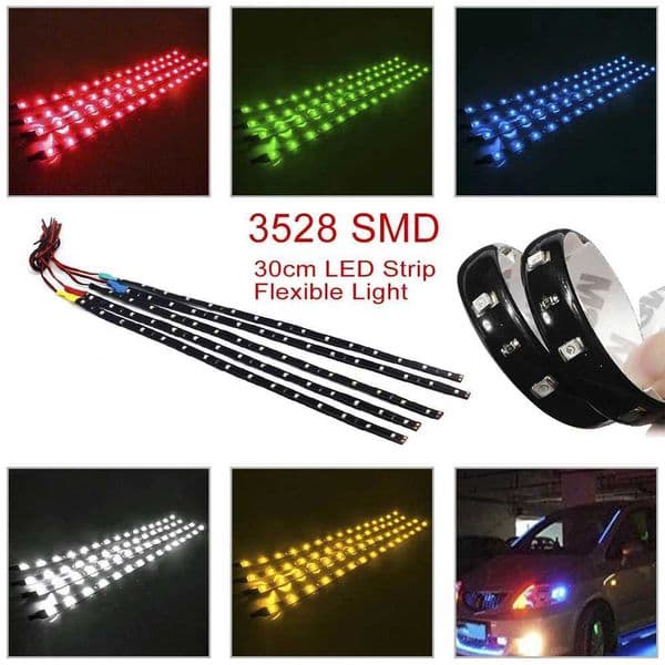 2 PCS LED strip SMD3528 Waterproof Flexible 30CM Red Green Blue White Warm white Super bright car Styling decor stickers lampLX241112