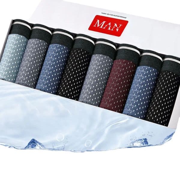 8 pieces/batch mens underwear ice silk mens underwear breathable summer mens shorts mens underwear mens bamboo hole large size L-5XL 241112