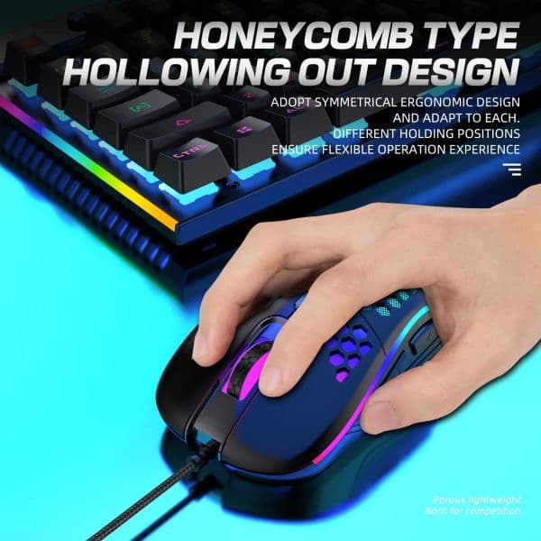 Wired Mouse Ergonomic Machinery Optical Sensor Mice RGB Lighting Mouse Gamer For Desktop Compater Laptop USB Wired Gaming Mouse