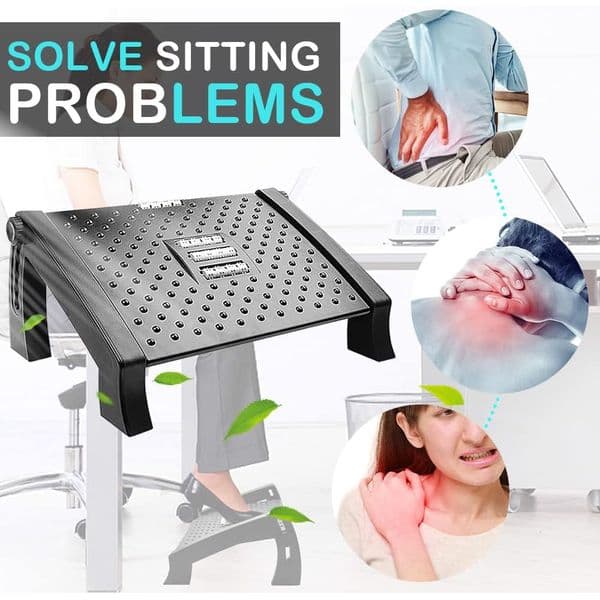 1 PCS Professional Height Adjustable Footrest with Massage Surface Under Desk, Ergonomic Comfort Home & Office & Car Foot Stool