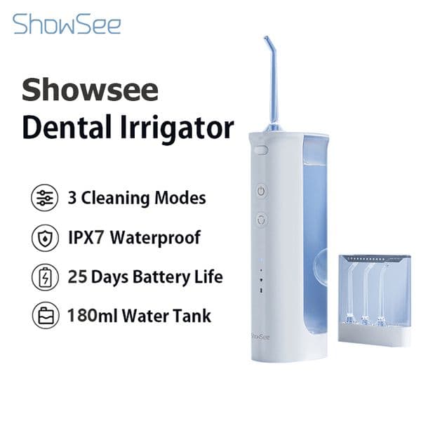 ShowSee G2 Oral Irrigator Water Flosser Portable Dental Water Jet 180ML Water Tank Teeth Flosser Waterproof Teeth Cleaner