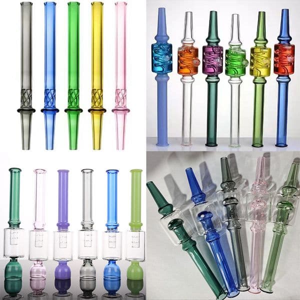 Skull Vortex Twist Glass Straw Nail Filter Tip Smoking Accessories Nector Collector Kit Glycerin Filled Perc Mouthpieces Recycle Heat