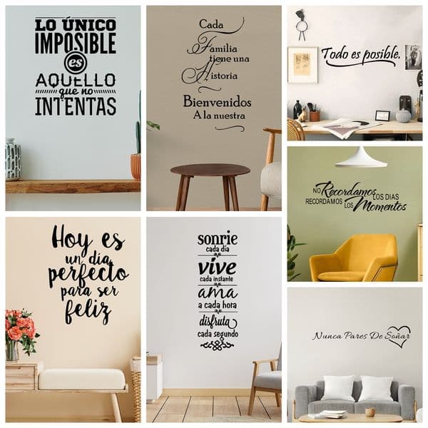 1pc Motivational Spanish Phrases Wall Art Stickers For Living Room Decor Bedroom Spain Text Wall Decal Waterproof Wallpaper