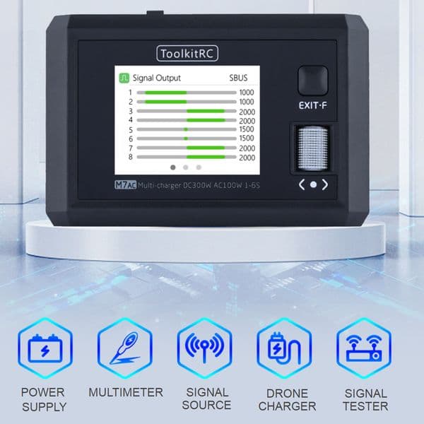 NEW ToolkitRC M7AC AC 100W / DC 300W Input XT60 XT30 Output 2-6S Lipo Battery Balance Charger for Model Aircraft Drone Charge