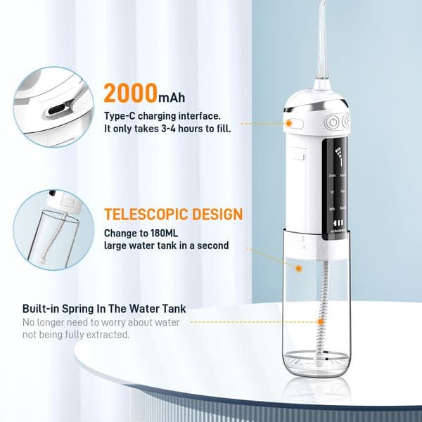 Oral Irrigator 6 Mode Portable Tooth Cleaning Telescopic Water Floss irrigator Dental Water Jet IPX7 Waterproof Water Floss