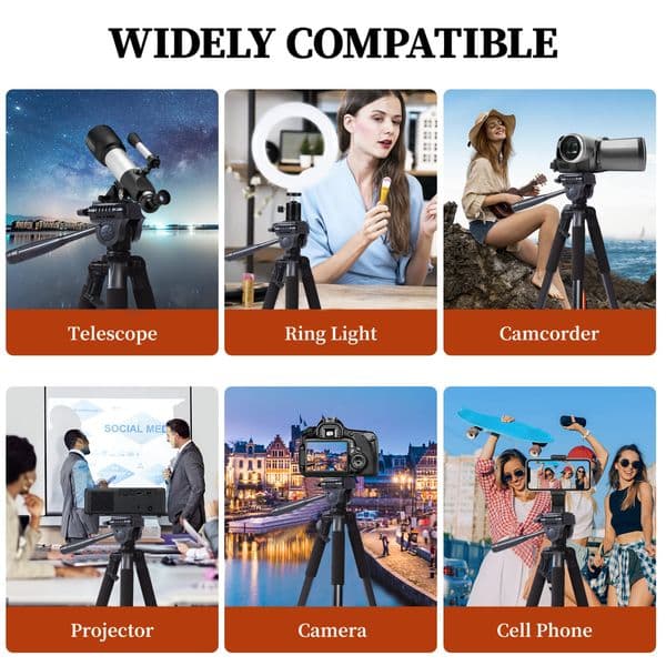 200cm 79 inch Height Heavy Duty Camera Tripod Portable Professional AluminumStand Tripod with Pan Head for DSLR Phone Ring Light