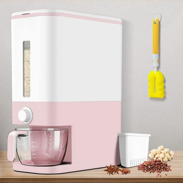 VenDotbi Rice Dispenser, 22-25 Lbs Rice Container with Measuring Cup, Upgraded Built-in Fresh Box, Cereal Dispenser Storage with