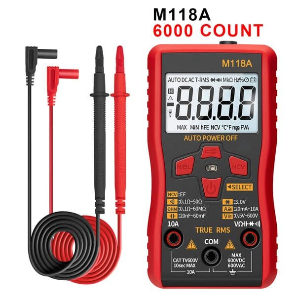 Mini Flashlight Digital Multimeter M118A Smart Tester with NCV Data Hold Auto Mmultimetro True Rms Tranistor Meter